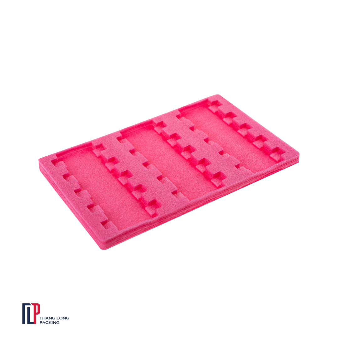 Shaped perforated pink PE foam