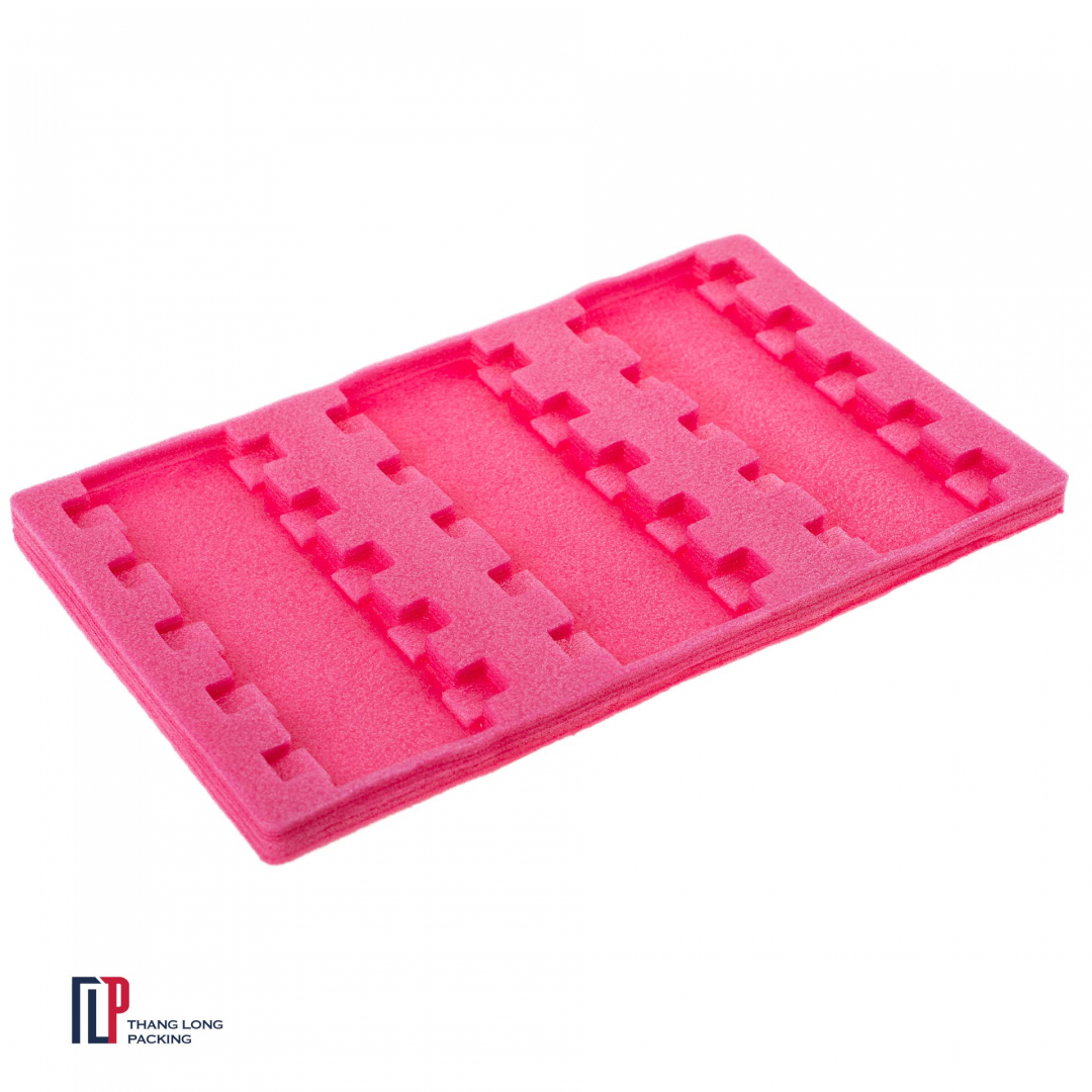 Shaped perforated pink PE foam